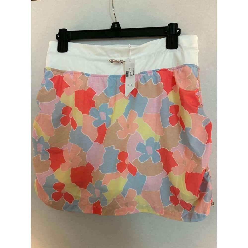 TravisMathew Womens Dune Grass‎ Golf Skort Floral Print White Multi Size L NEW